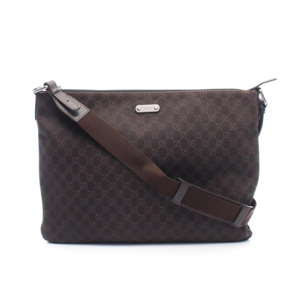 Gucci GG pattern shoulder bag/handbag, canvas and leather, men's, brown, 190628